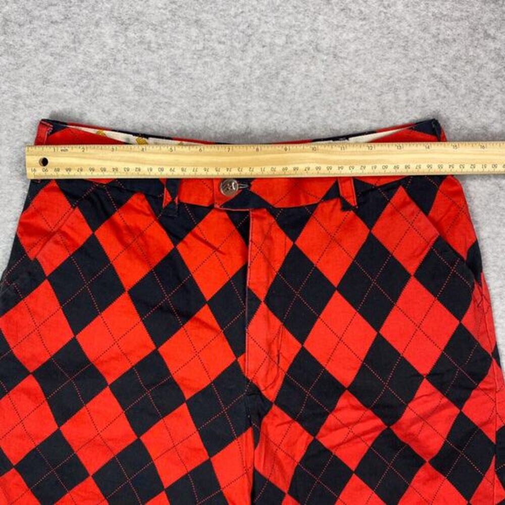 Loudmouth Golf Mens 30 Red Black Argyle Pattern‎ Shorts - Picture 7 of 12